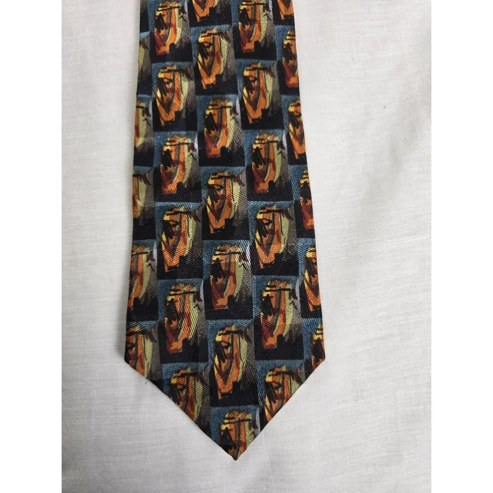 Vintage J Garcia Tie Mens Abstract Art 100% Silk Hand‎ Sewn USA Stonehenge